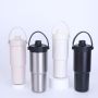 Borge Customized 24oz 316 Stainless Steel Vacuum Flask Thermos Striped Ceramic Liner Car Tea Coffee Cup With Straw
