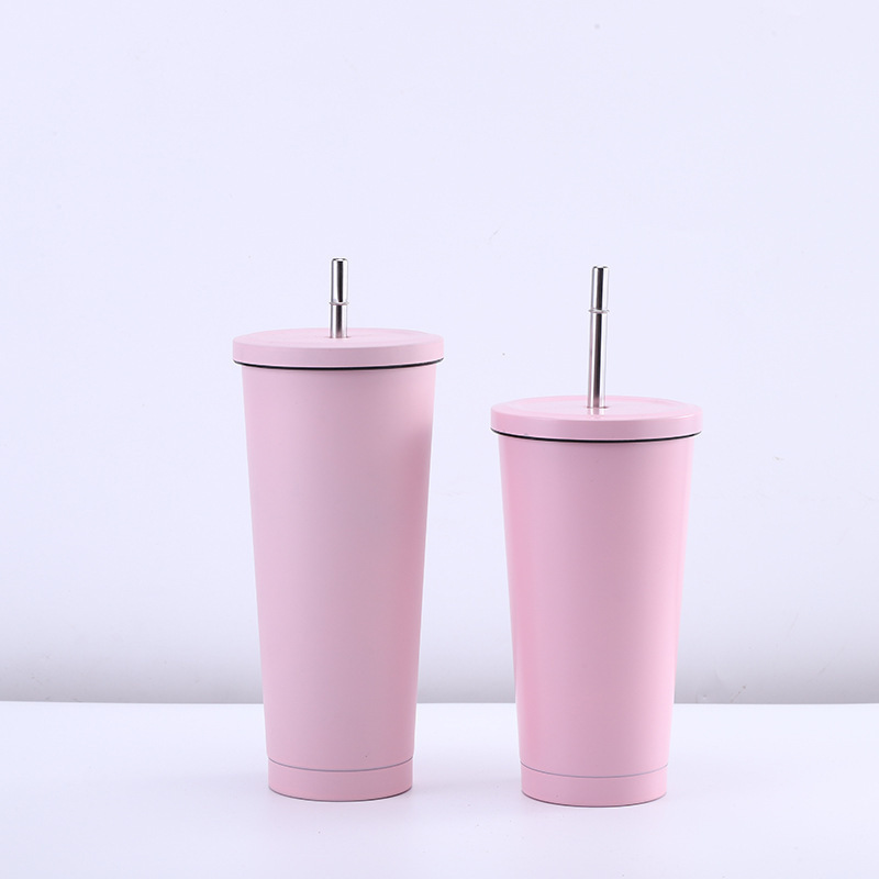 Custom Logo Stainless Steel Double Wall Vacuum Insulated Travel Tumbler Coffee Mug with Lid and Straw for On-The-Go Use