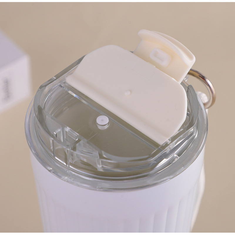 Fashionable 550ml Stainless Steel Tumbler Striped Rope Handles Portable Office Coffee Thermos Mug for Women Gift for Water