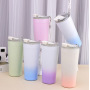 Fashionable 550ml Stainless Steel Tumbler Striped Rope Handles Portable Office Coffee Thermos Mug for Women Gift for Water