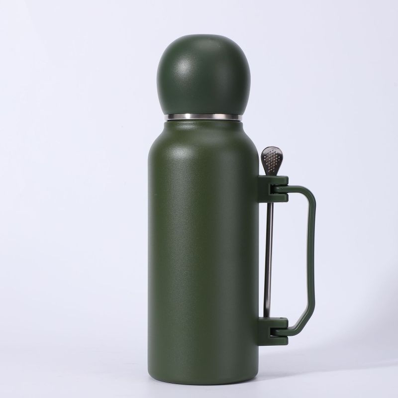 Large 1100ml Capacity Macaron Handle Stainless Steel Eco-Friendly Foldable Vacuum Tumbler 6-12 Hours Thermal Insulation Sports