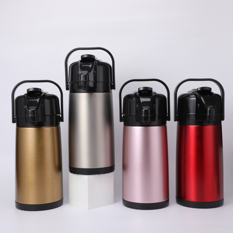 Insulated Stainless Steel 2500ml Airpot Pump Dispenser Hot Beverage Vaccum Bottle for Parties Camping