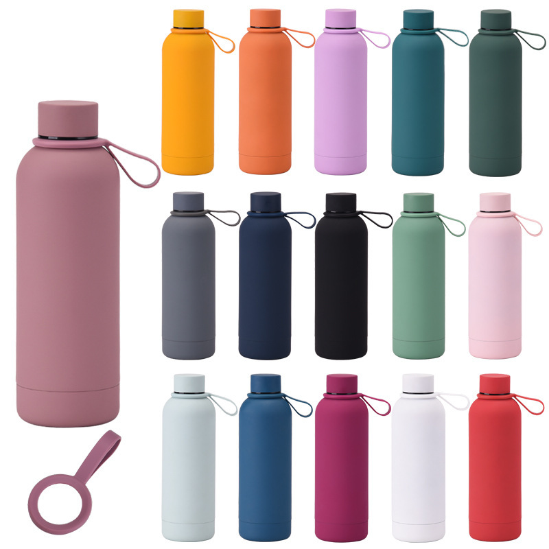 Custom Logo Stainless Steel Tumbler with Soft Rubber Paint Small Mouth Design Silicone Stripe Sport Thermal Mug