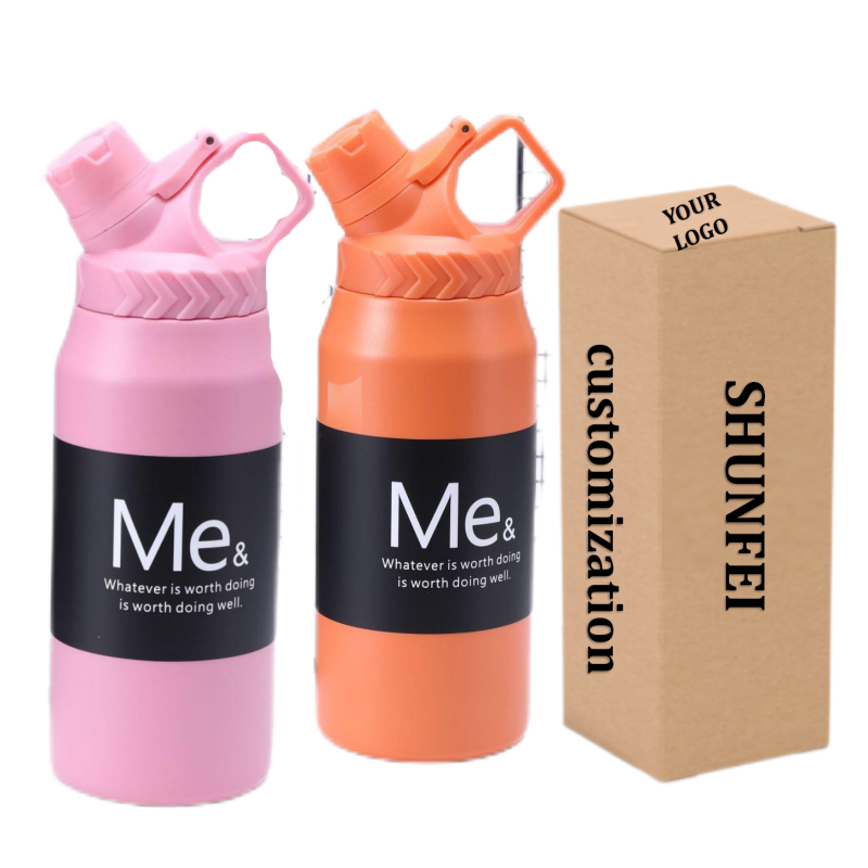 750ml Large Capacity Stainless Steel Vacuum Cup Portable Handle Sports Water Bottle for Gym Camping Direct Drinking Applicable