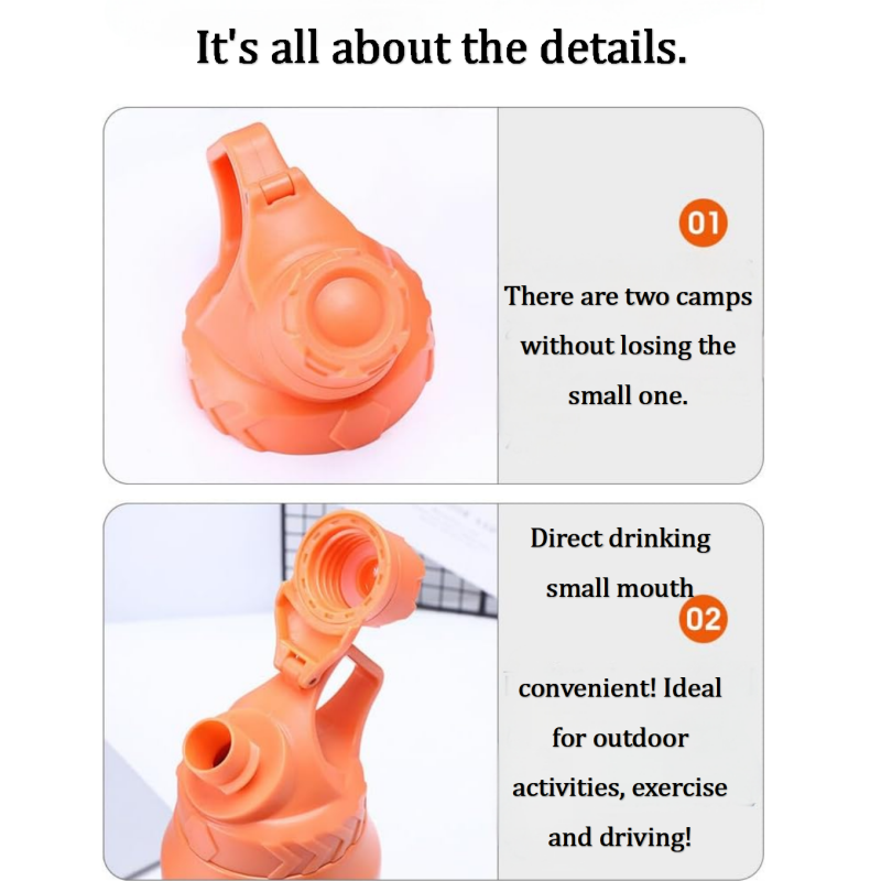 750ml Large Capacity Stainless Steel Vacuum Cup Portable Handle Sports Water Bottle for Gym Camping Direct Drinking Applicable