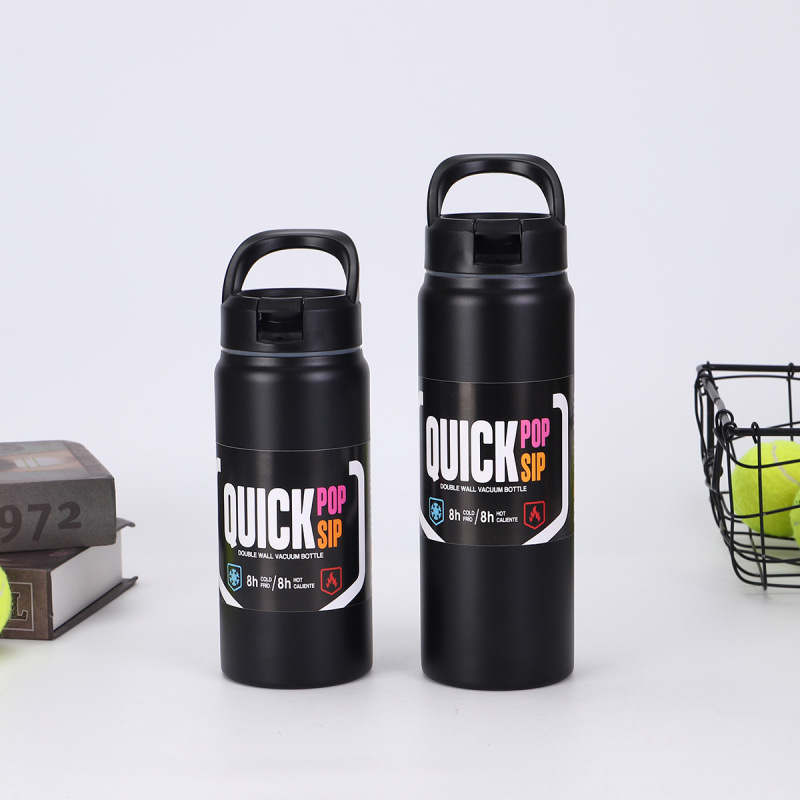 Custom Printed 550ml 750ml Leak Proof Sports Vacuum Flask 304 Insulated Stainless Steel Water Bottle with Straw