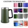 Custom 2024 24oz 304 Stainless Steel Large Capacity Double Wall Insulated Brazilian Beer Mug 700ml Tumbler with Handle