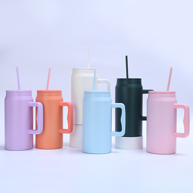 50oz Stainless Steel Tumbler with Handle and for Straw Lid Insulated Reusable Travel Jug Water Bottle for Business Gifts