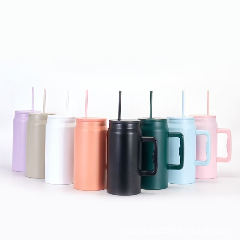 50oz Stainless Steel Tumbler with Handle and for Straw Lid Insulated Reusable Travel Jug Water Bottle for Business Gifts
