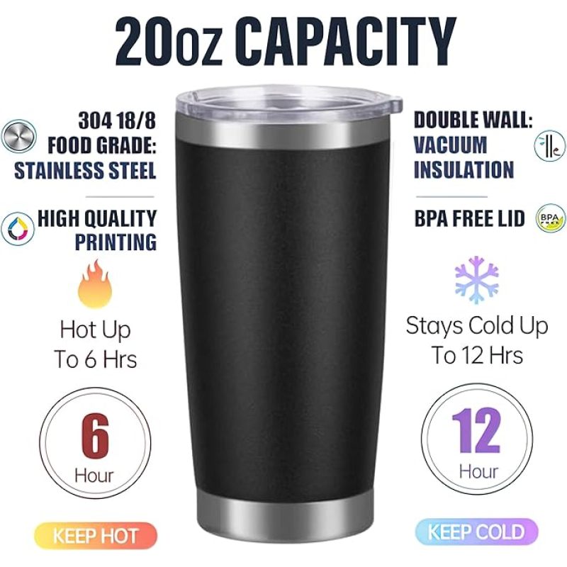 Wholesale Custom Print Double Wall Stainless Steel Tumbler Cup 20oz With Lid Vaccum Drink Tumbler
