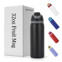 American Style 32oz Double Wall Stainless Steel Water Bottle with BPA-Free Straw for Business Gifts Sports Travel Fruit Drinking