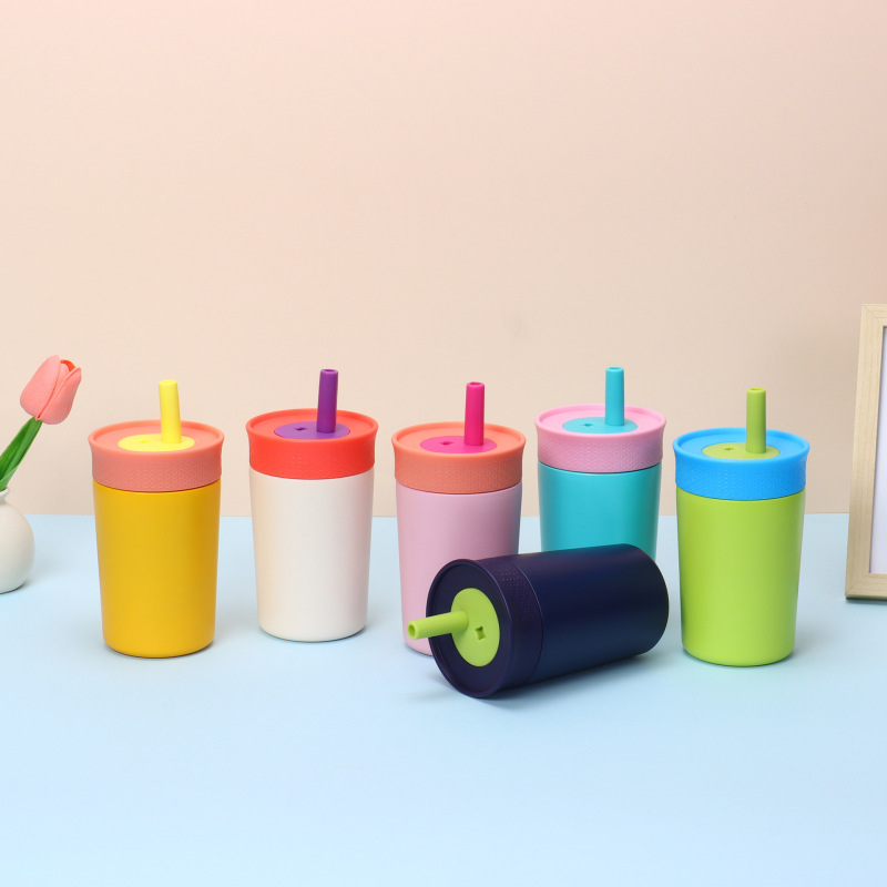 New Vacuum Cup Kids Insulation Stainless Steel Tumbler with Spill Resistant Lid and Flexible Straw Custom Kids Water Bottle