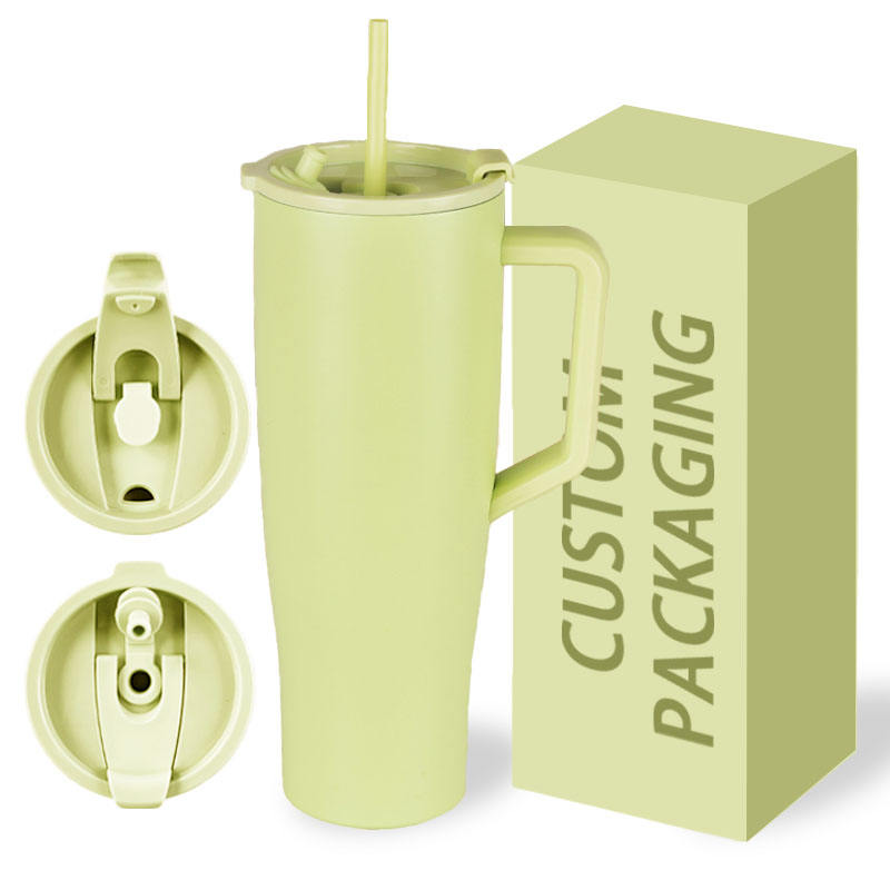Custom 40oz Stainless Steel Insulated Travel Tumbler Large Capacity Double Wall Vacuum Thermal Cup Handle Lid Straw Made Metal