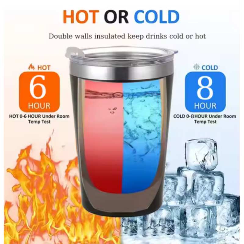 8oz Double Wall Stainless Steel Insulated Tumbler Powder Coated Coffee Mug Lid for Tea Camping Travel Vacuum Milk Drinking Cup