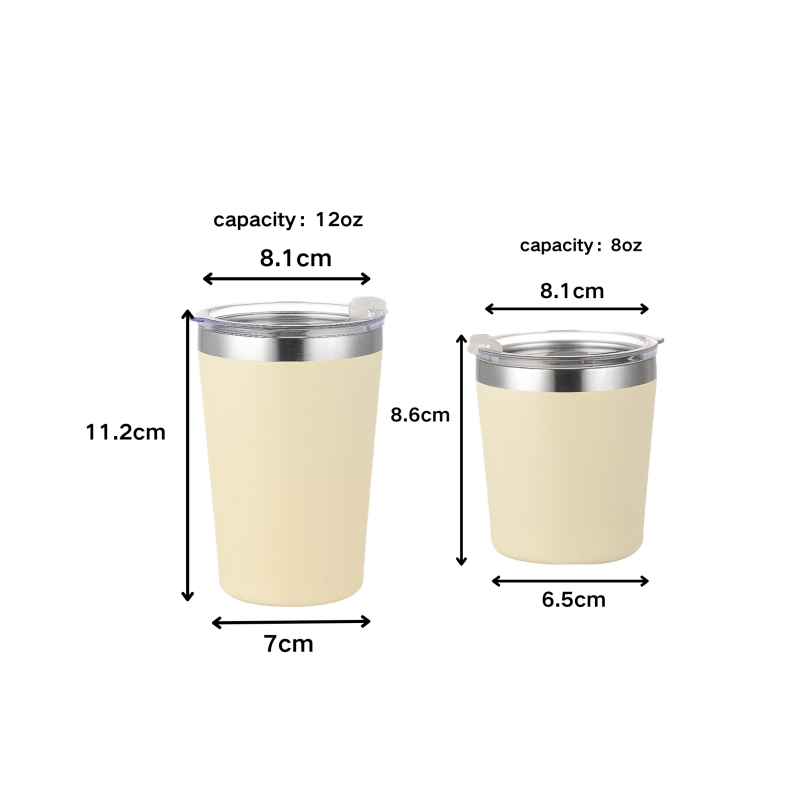 8oz Double Wall Stainless Steel Insulated Tumbler Powder Coated Coffee Mug Lid for Tea Camping Travel Vacuum Milk Drinking Cup