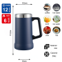 24oz Wide-Mouth Stainless Steel Beer Mug with Insulated Handle High Quality Large Capacity Factory Wholesale
