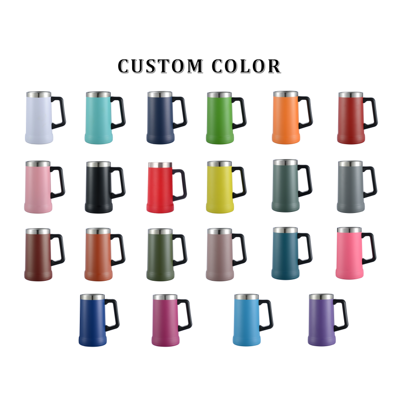 24oz Wide-Mouth Stainless Steel Beer Mug with Insulated Handle High Quality Large Capacity Factory Wholesale