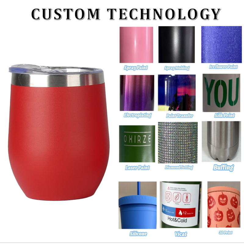 12 Ounce Leak-Proof Double Wall Vacuum Insulated Stainless Steel Wine Tumbler 12oz Powder Coated Thermal Mug