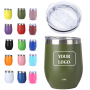 12 Ounce Leak-Proof Double Wall Vacuum Insulated Stainless Steel Wine Tumbler 12oz Powder Coated Thermal Mug