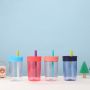 Custom 12oz High Quality BPA-Free Lovely Style Silicone Straw Direct Drinking Kid Plastic Tumbler for School Safe and Easy Carry