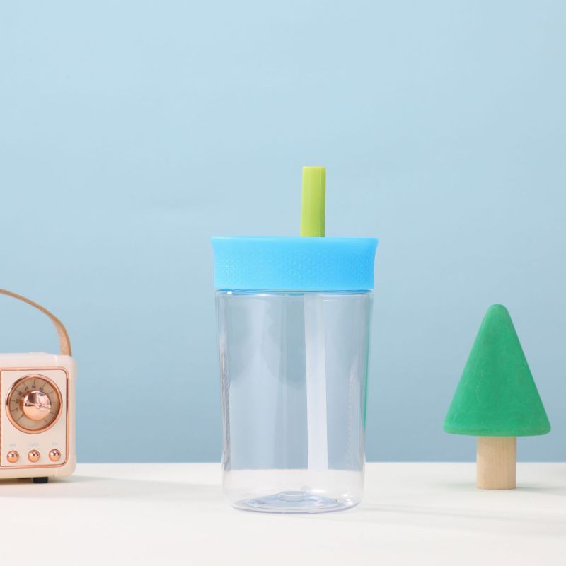 Custom 12oz High Quality BPA-Free Lovely Style Silicone Straw Direct Drinking Kid Plastic Tumbler for School Safe and Easy Carry