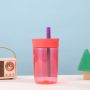 Custom 12oz High Quality BPA-Free Lovely Style Silicone Straw Direct Drinking Kid Plastic Tumbler for School Safe and Easy Carry