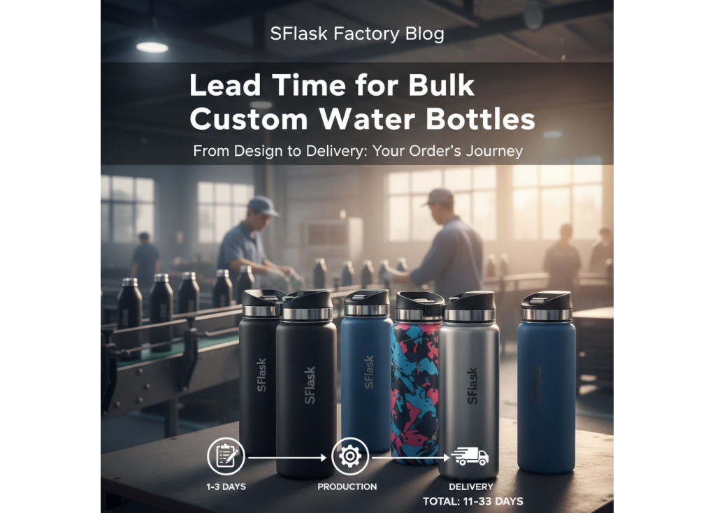 What is the typical lead time for bulk orders of custom water bottles from a factory?