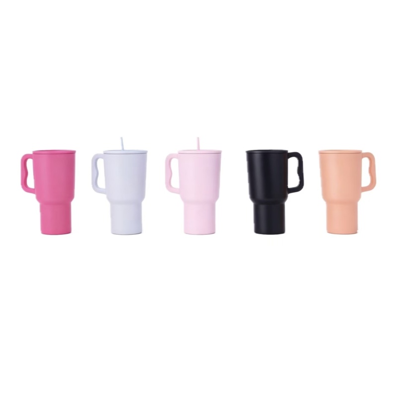 40oz Insulated Stainless Steel Tumbler with Handle and for Straw Lid Reusable Travel Mug for Back to School