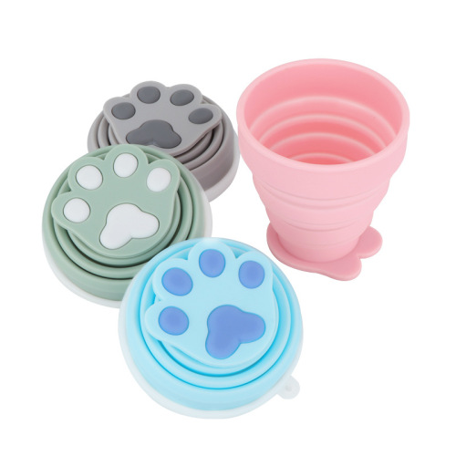 Mini Foldable Silicone Water Bottle 200ml with Lid & Rope