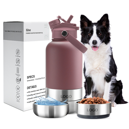 32oz Insulated Stainless Steel 3-in-1 Pet Water Bottle with Pet Bowl 32oz Insulated Stainless Steel 3-in-1 Pet Water Bottle with Pet Bowl