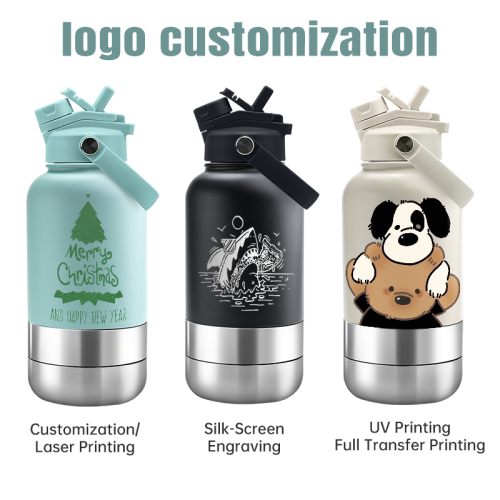 32oz Insulated Stainless Steel 3-in-1 Pet Water Bottle with Pet Bowl