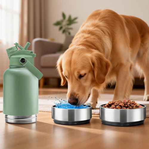 32oz Insulated Stainless Steel 3-in-1 Pet Water Bottle with Pet Bowl