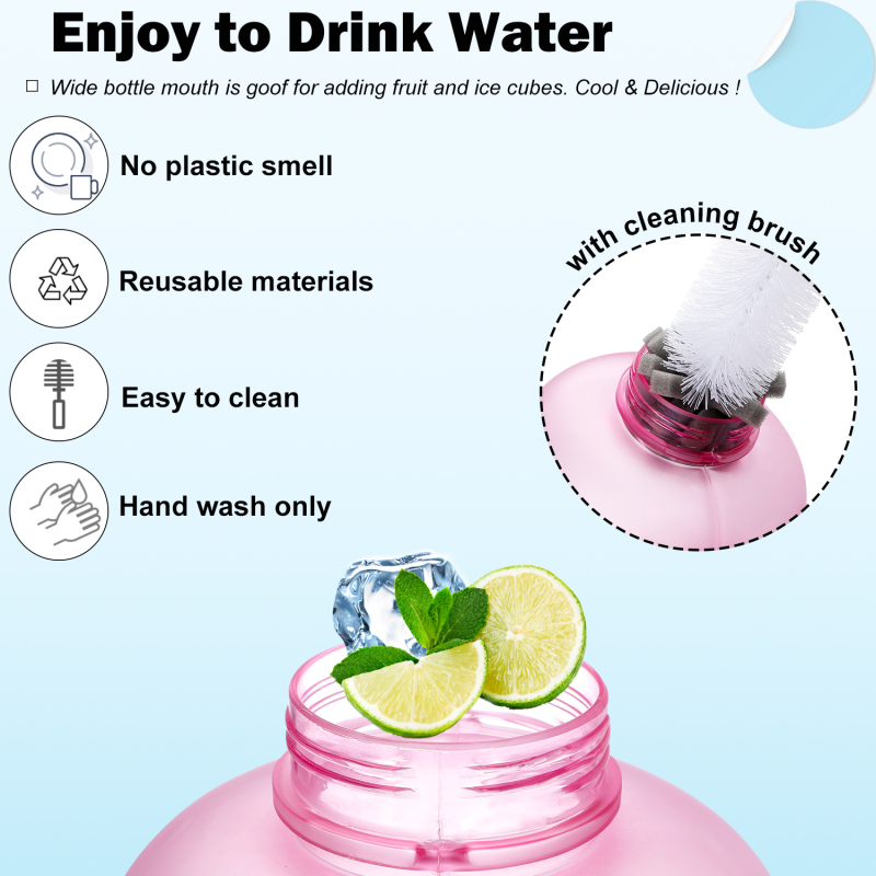 64oz BPA-Free Straw Water Bottle with Time Marker