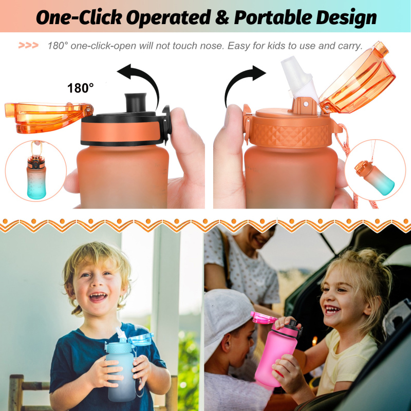 350ml BPA-Free Kids Sports Water Bottle with 2-in-1 Lid
