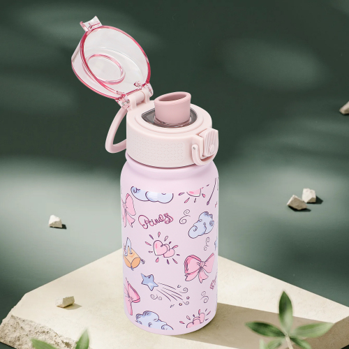 Double Wall Insulated Kids Water Bottle 350ml Stainless Steel with Cartoon Design