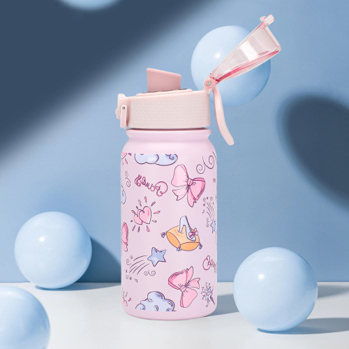 Double Wall Insulated Kids Water Bottle 350ml Stainless Steel with Cartoon Design