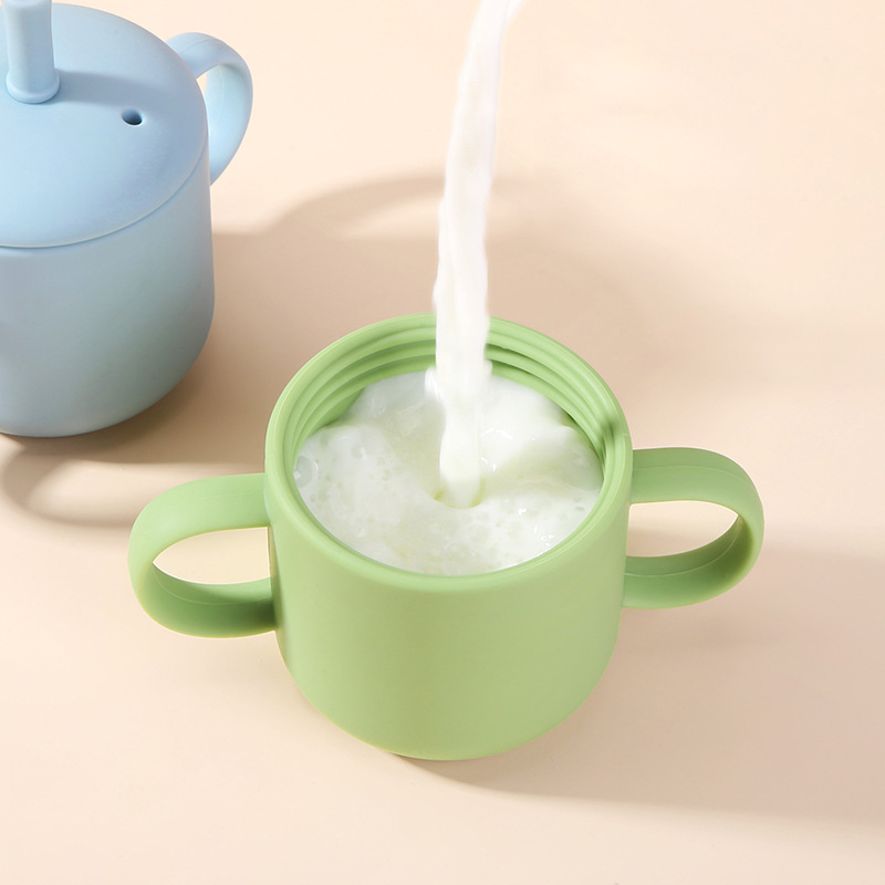 Leak-Proof 210ml Silicone Sippy Cup with Straw, BPA Free
