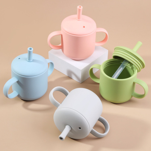 Leak-Proof 210ml Silicone Sippy Cup with Straw, BPA Free