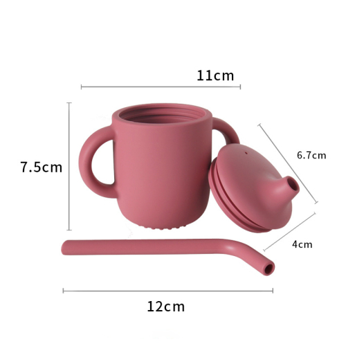 180ml Food Grade Baby Infants Kids Spill Proof Baby Cup Silicone Sippy Cups With Straw