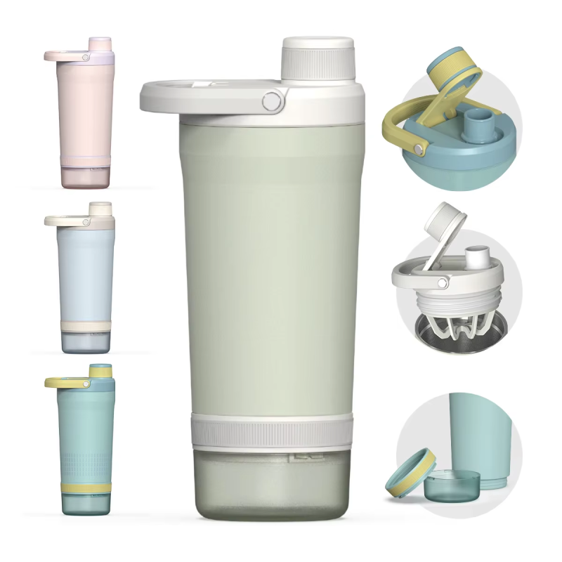 Insulated Stainless Steel Shaker Bottle with Powder Container