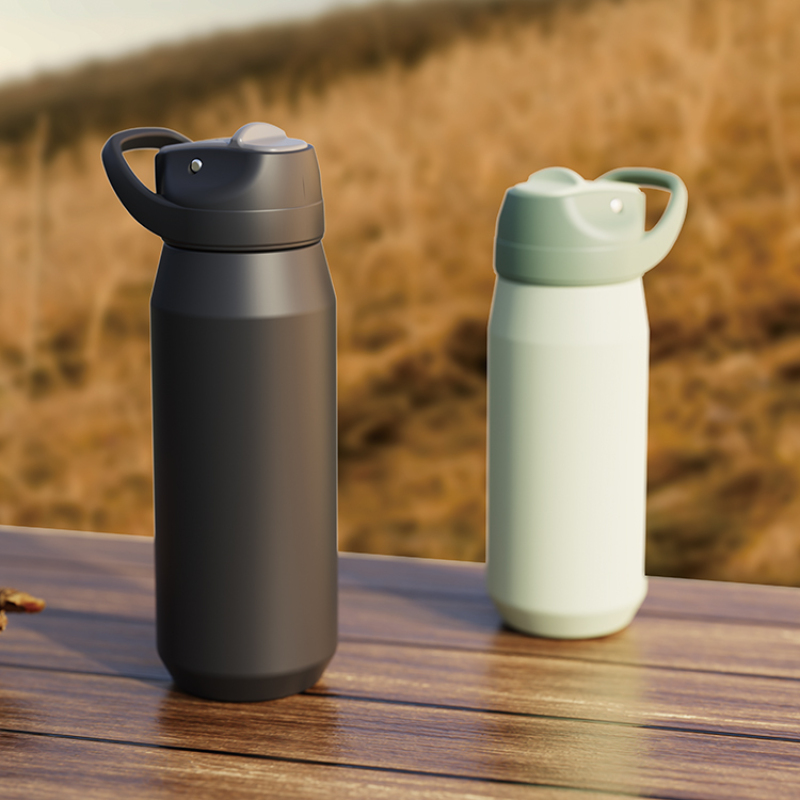 Insulated Stainless Steel Sports Bottle with Straw Handle