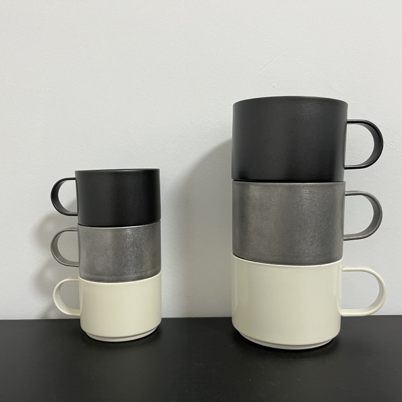 Vintage Double Wall Insulated Steel Coffee Mug 240ml