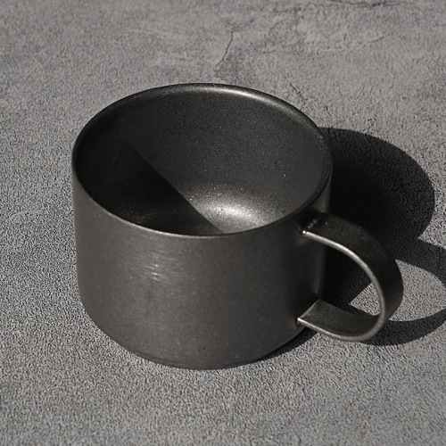 Vintage Double Wall Insulated Steel Coffee Mug 240ml