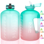128oz Large Leak Proof Water Bottle with Time Marker BPA Free