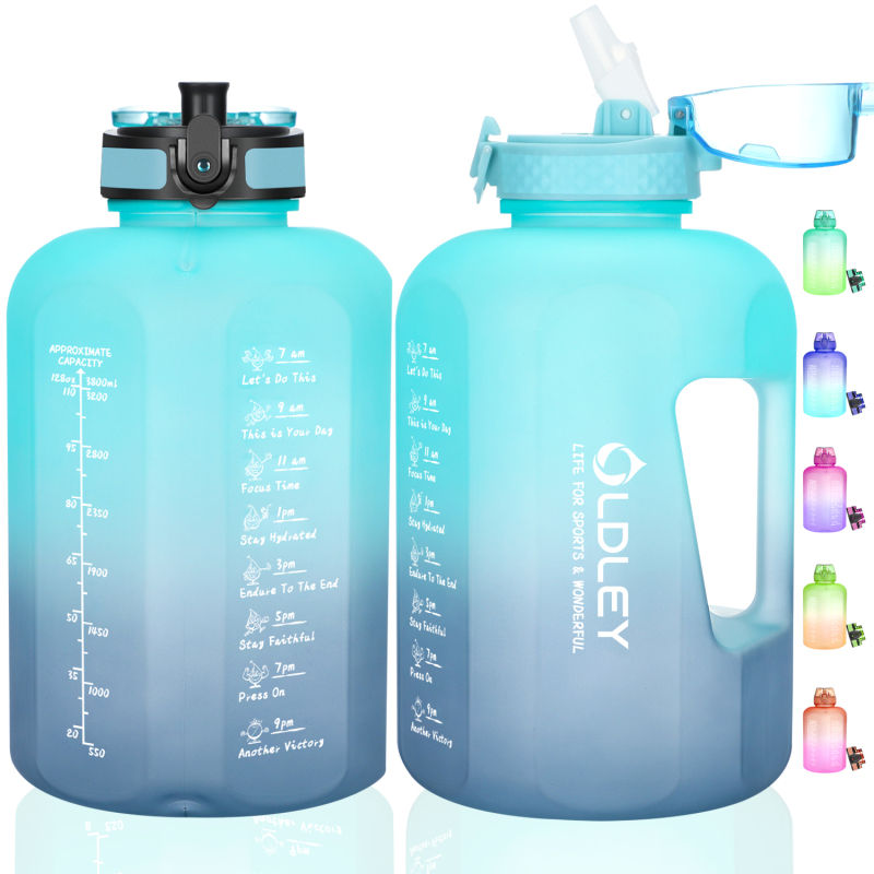 128oz Large Leak Proof Water Bottle with Time Marker BPA Free