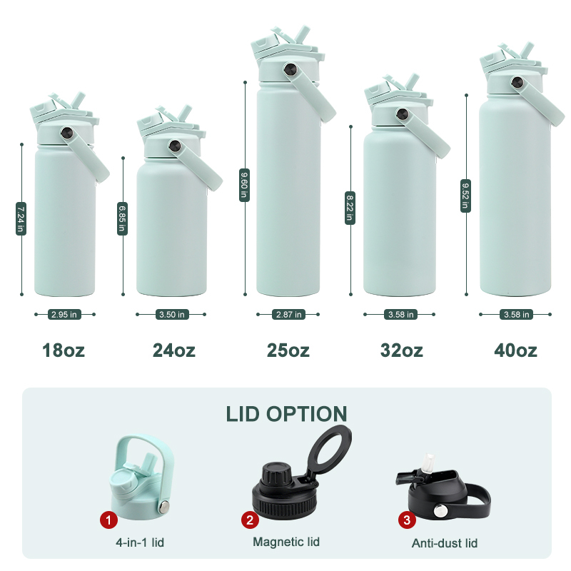 18oz Insulated Stainless Steel Water Bottle with 2-in-1 Lid