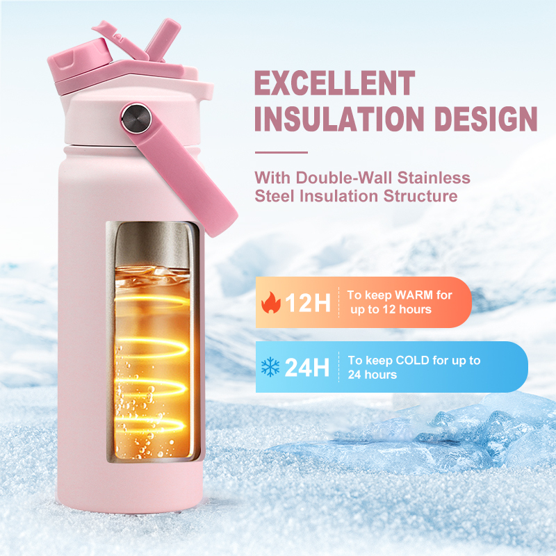 18oz Insulated Stainless Steel Water Bottle with 2-in-1 Lid