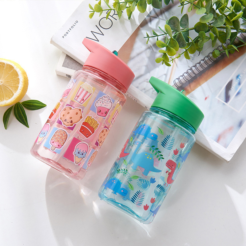Adorable Cartoon Kids Water Bottle 450ml - BPA-Free Leakproof Straw