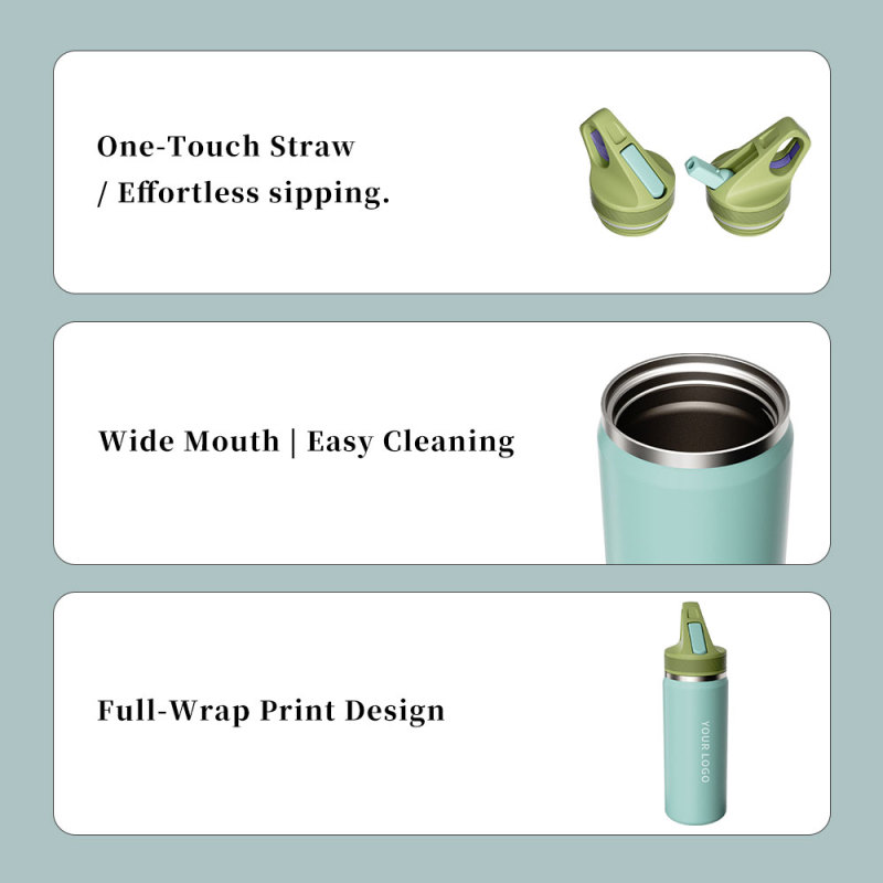 Custom Insulated Water Bottle with Handle & Straw Lid