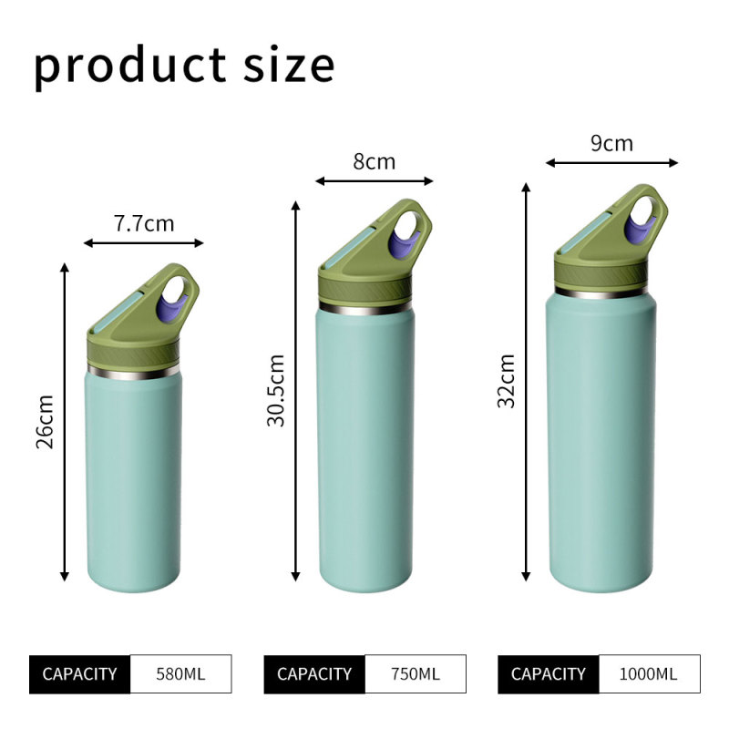 Custom Insulated Water Bottle with Handle & Straw Lid